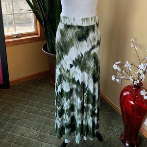 Green and White Tie dye Skirt